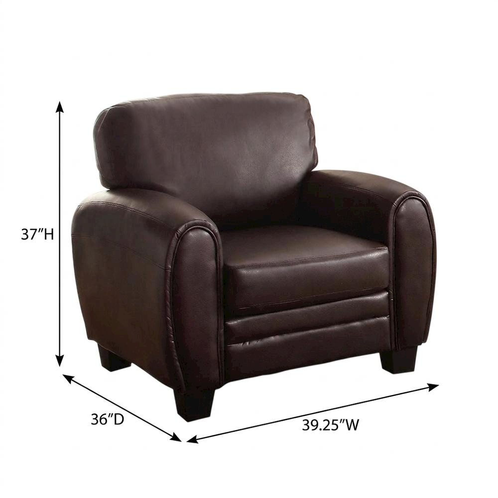 Faux Leather Accent Chair with Padded Seat and Arms for Bedroom, Black