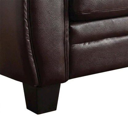 Faux Leather Accent Chair with Padded Seat and Arms for Bedroom, Black