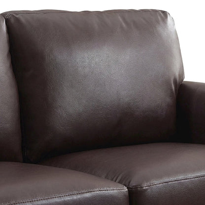 Rubin Faux Leather Sofa Couch with Track Arms, Firm-Cushioned Seat, Dark Brown