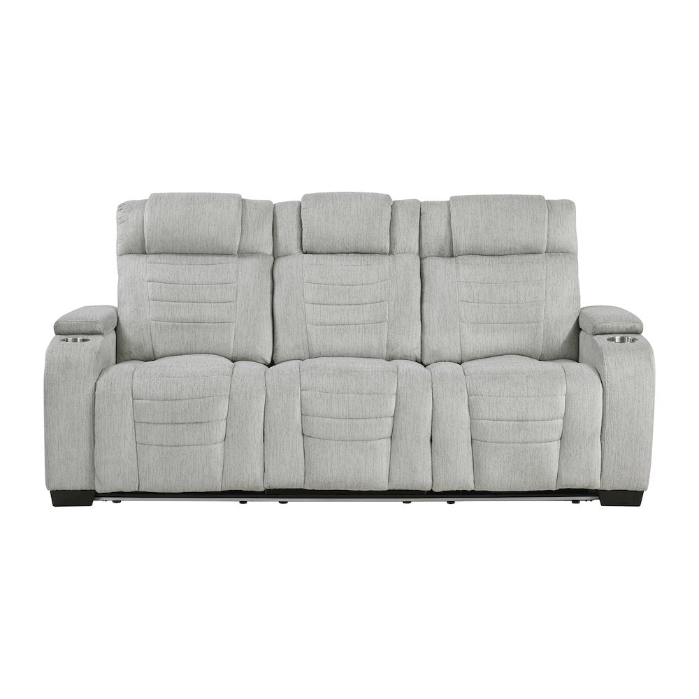 Ronan Microfiber 3pc Set: Sofa, Love, Chair in Light Gray