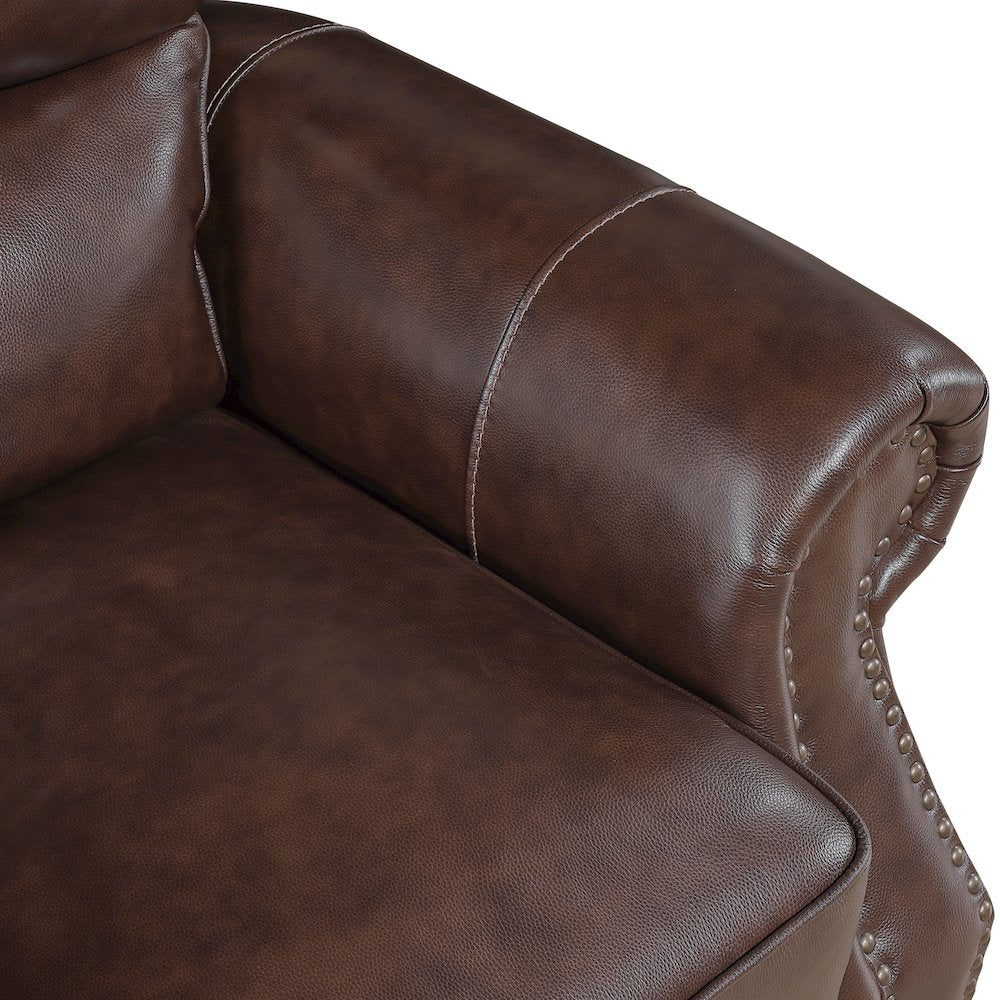 Remington Leather 2pc Set: Sofa, Love in Brown