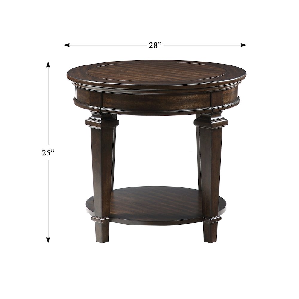 Tobias Poplar Round End Table in Espresso