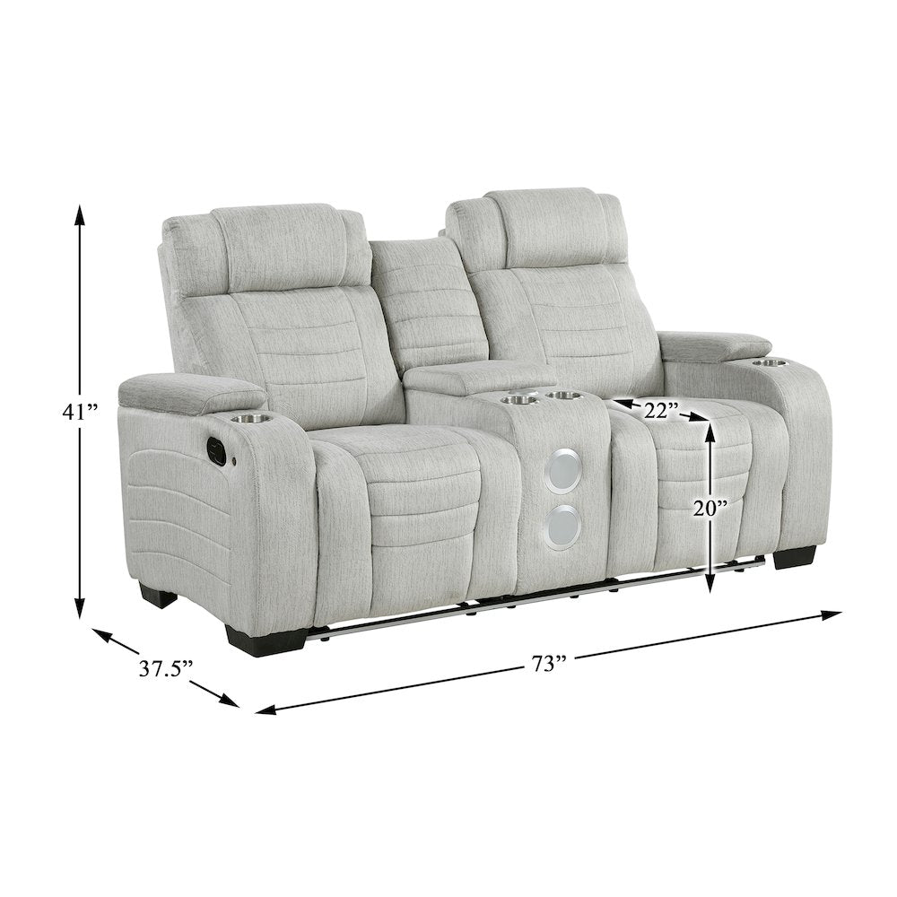 Ronan Microfiber 2pc Set: Sofa, Love in Light Gray