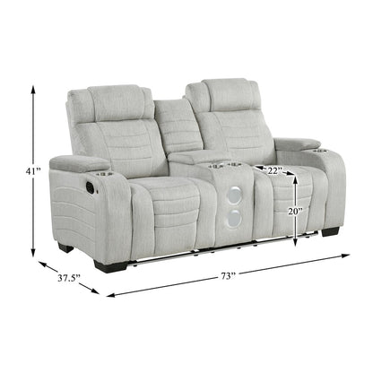 Ronan Microfiber 2pc Set: Sofa, Love in Light Gray