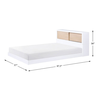 Asker Asian Hardwood Full Bookcase Bed in 2-Tone (White and Natural)