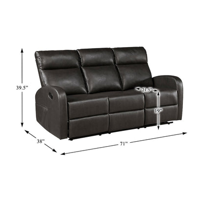 Allen Faux Leather 3pc Set: Sofa, Love, Chair in Espresso