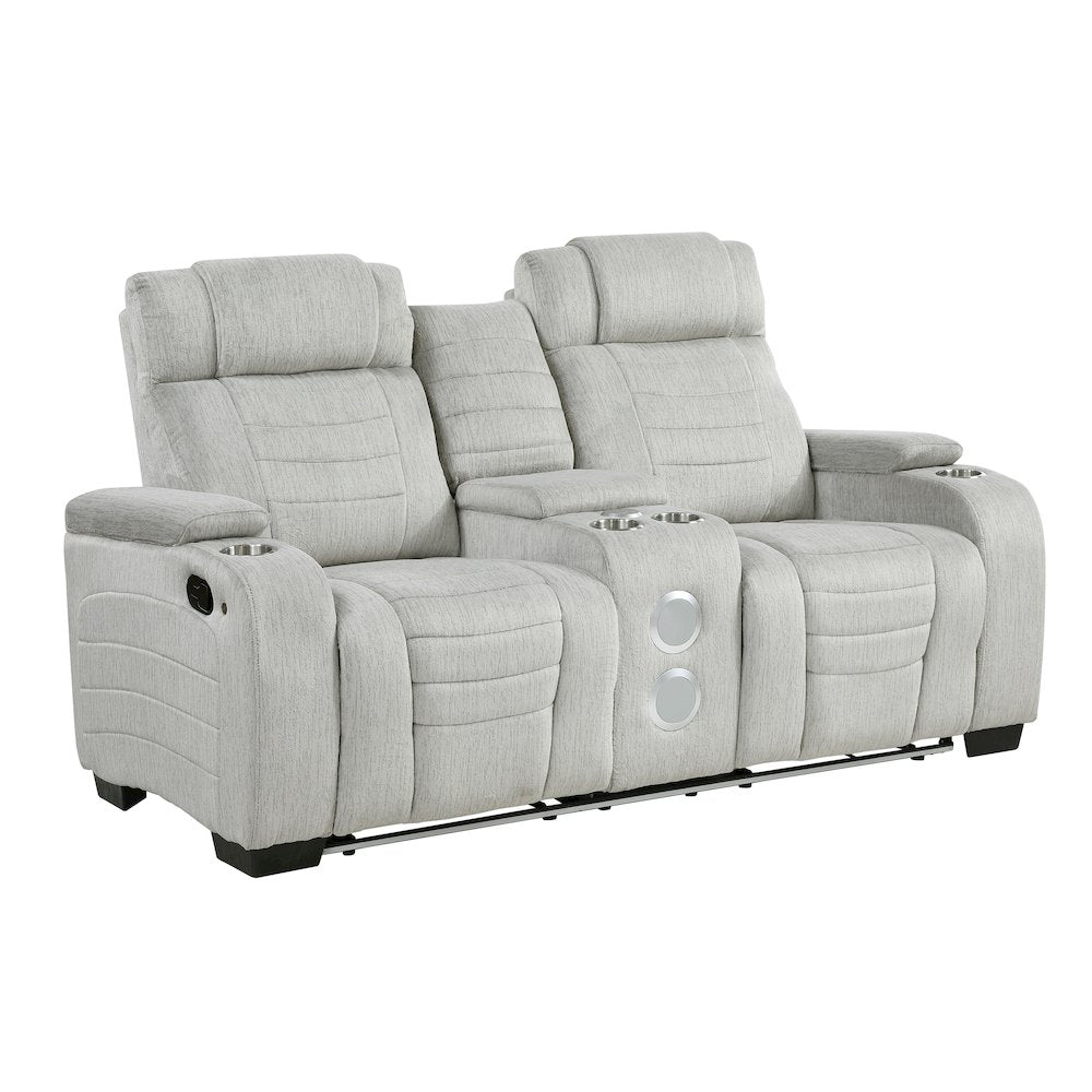 Ronan Microfiber 2pc Set: Sofa, Love in Light Gray