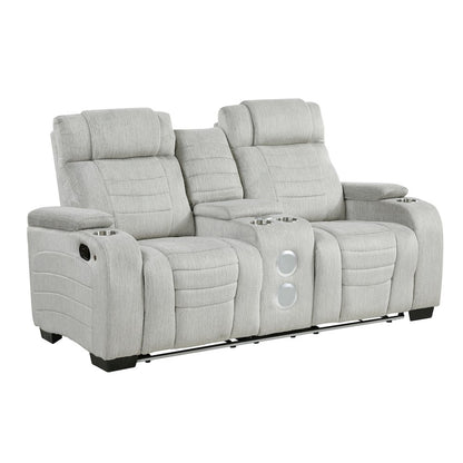 Ronan Microfiber 2pc Set: Sofa, Love in Light Gray