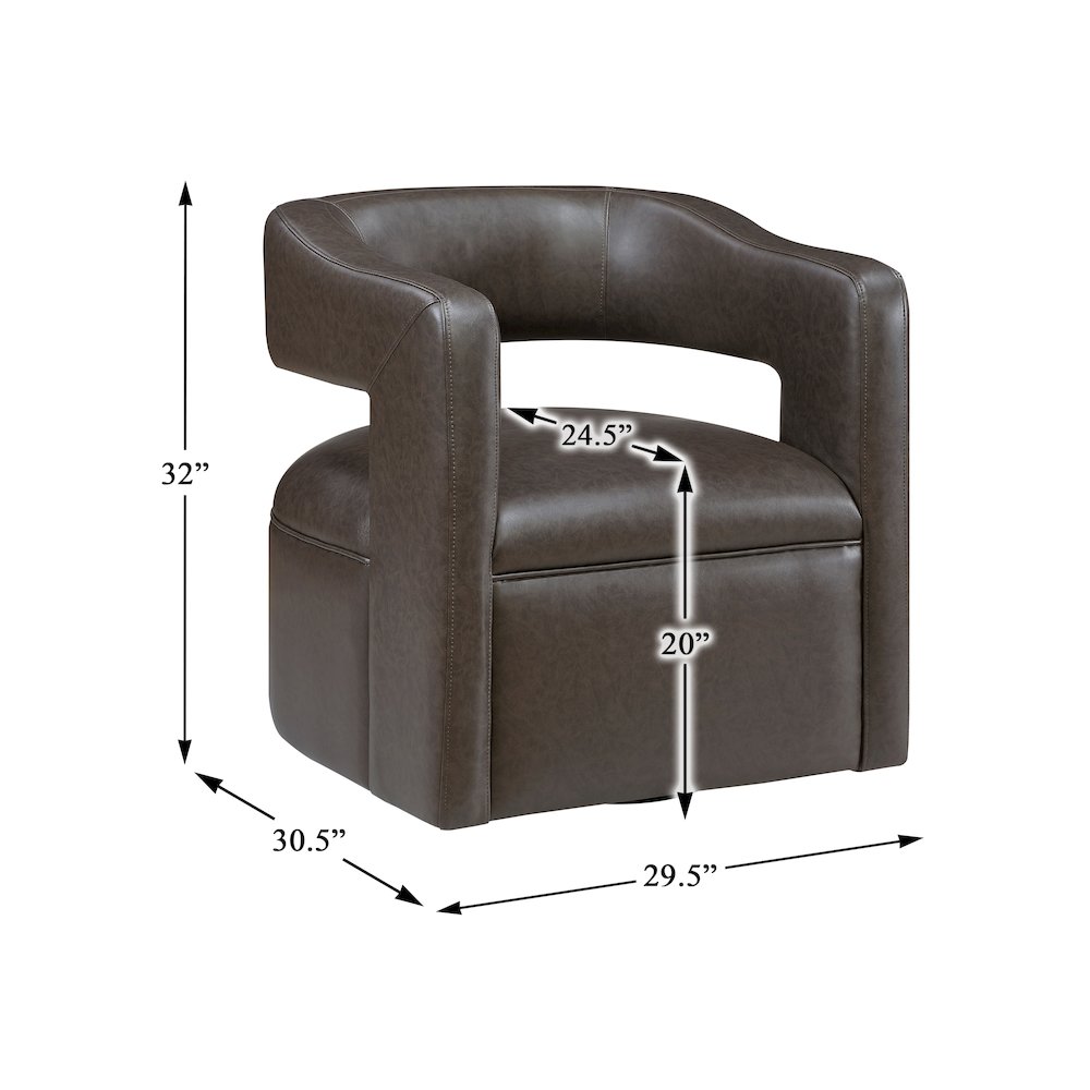 Sawyer Faux Leather Swivel Chair in Dark Coffee