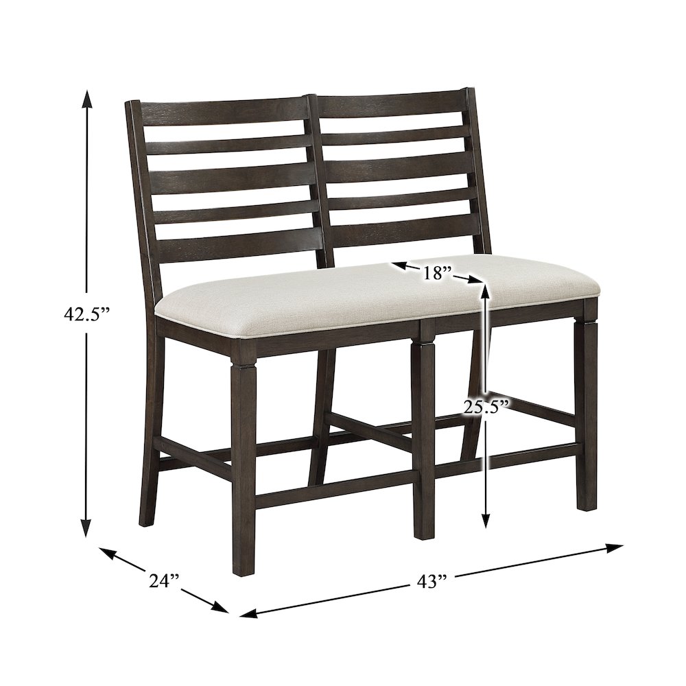 Victoria Asian Hardwood Counter Height Bench in Dark Espresso