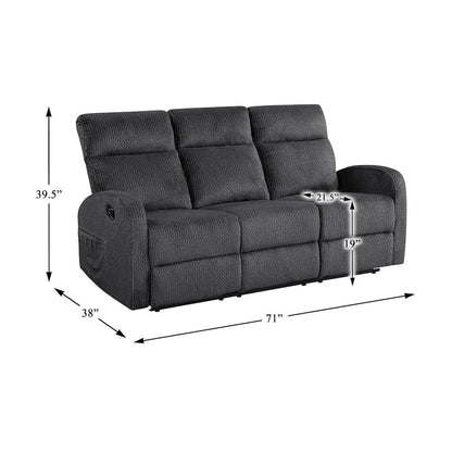 Allen Microfiber Double Reclining Sofa in Dark Gray