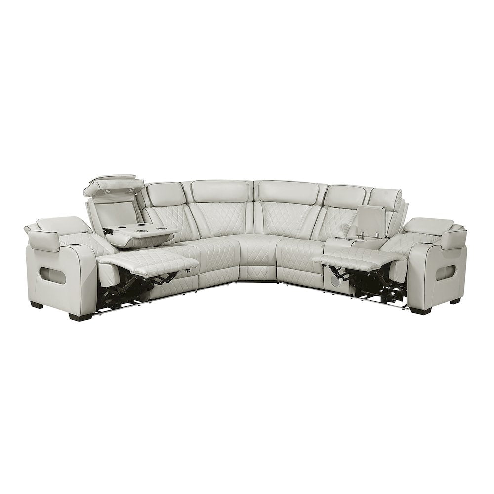 Fairway Faux Leather 3-Piece Power Reclining Sectional in Taupe