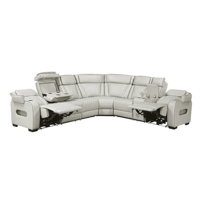 Fairway Faux Leather 3-Piece Power Reclining Sectional in Taupe