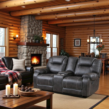 Brown Reclining Loveseat with Manual Recliner Chairs and Double Recliner