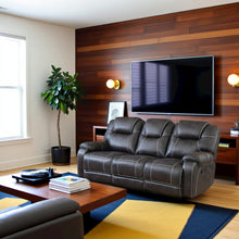 Chocolate Microfiber Double Reclining Sofa