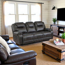 Chocolate Microfiber Double Reclining Sofa