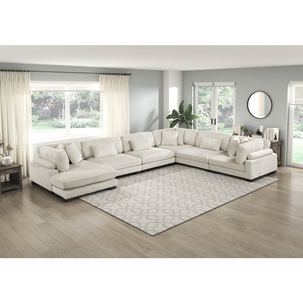 Traverse Corduroy 6-Piece Modular Sectional with chaise in Beige