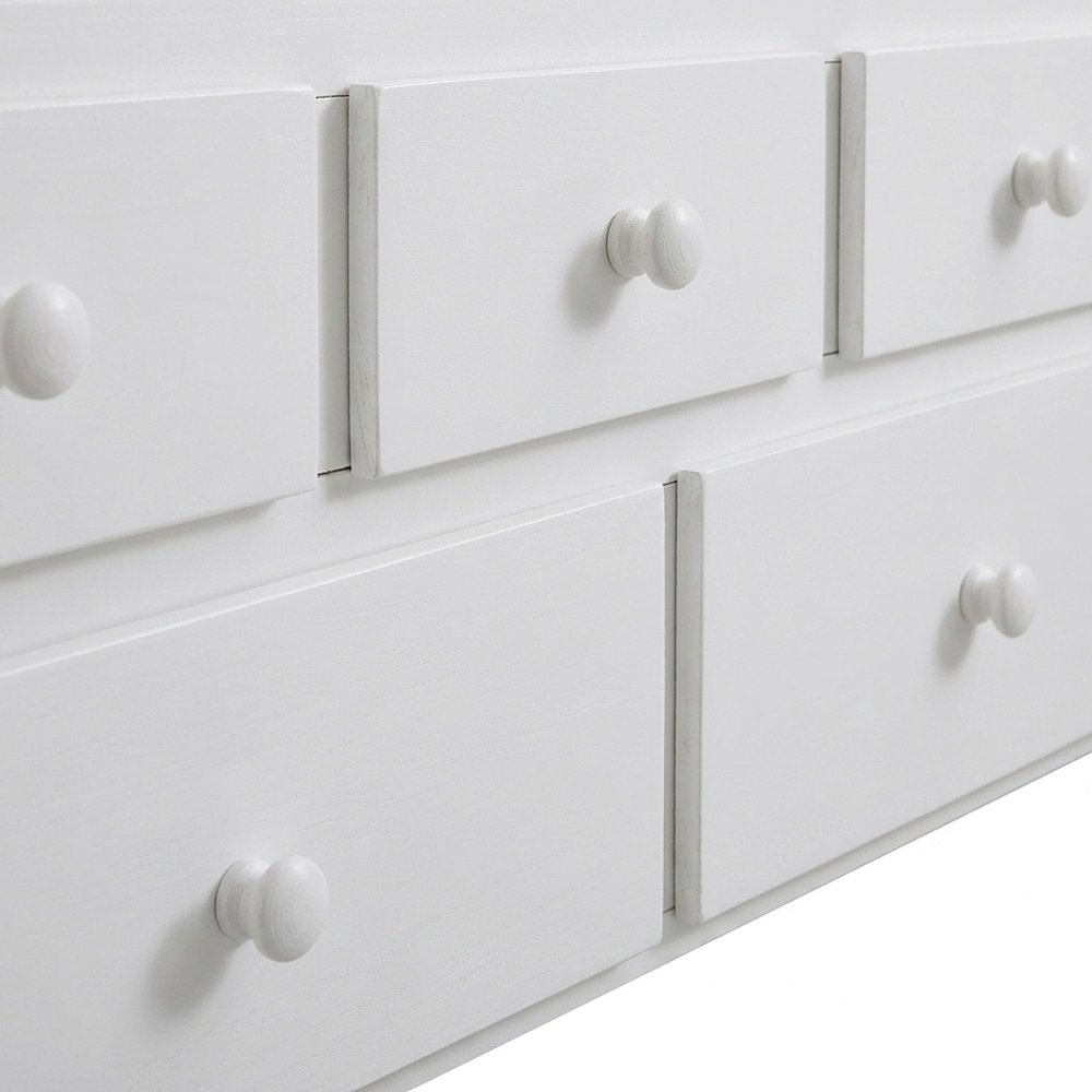 Pine Twin Over Twin Trundle Bed Frame with Two Storage Drawers, White