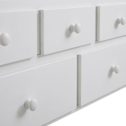 Pine Twin Over Twin Trundle Bed Frame with Two Storage Drawers, White