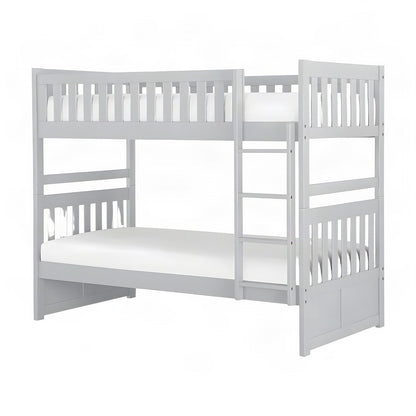Orion Pine Twin Over Twin Bunk Bed with Guard Rail and Wood Slats, Gray