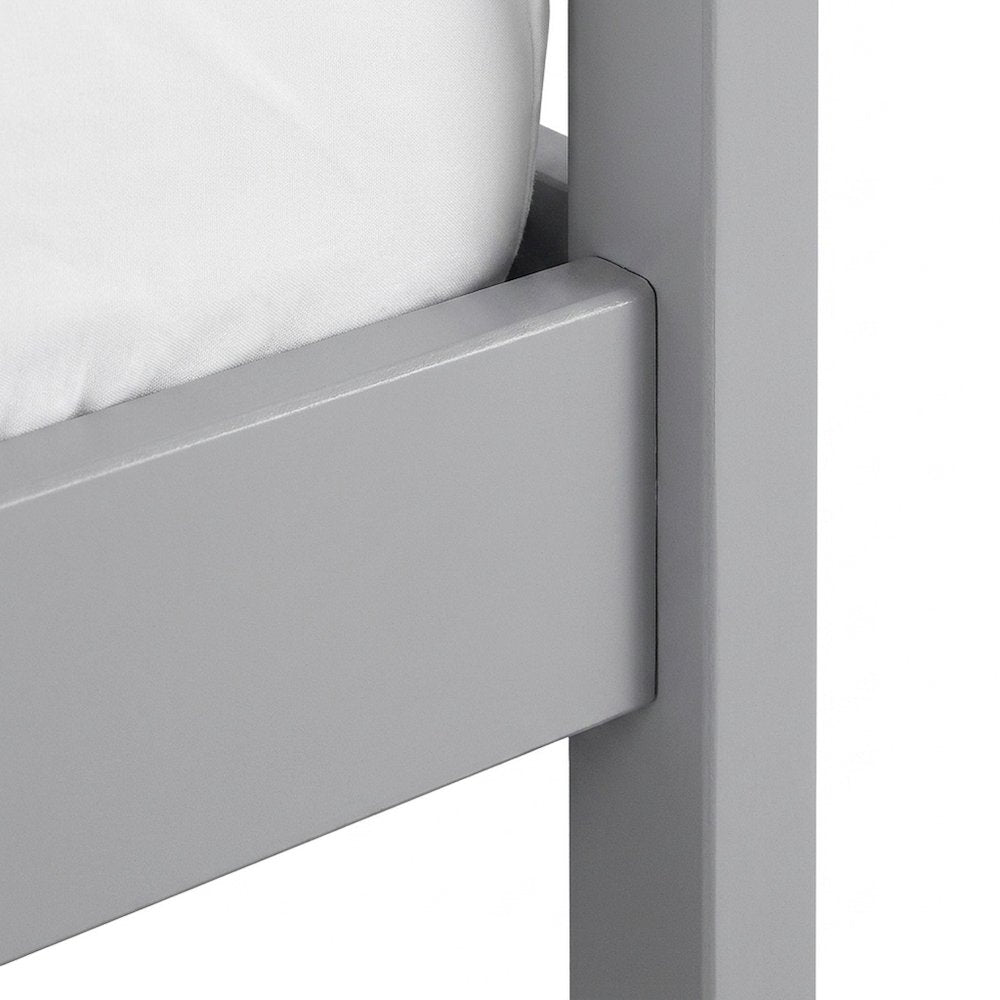 Orion Pine Twin Over Twin Bunk Bed with Guard Rail and Wood Slats, Gray