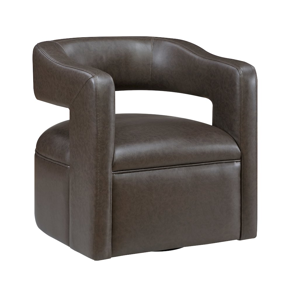 Sawyer Faux Leather Swivel Chair in Dark Coffee