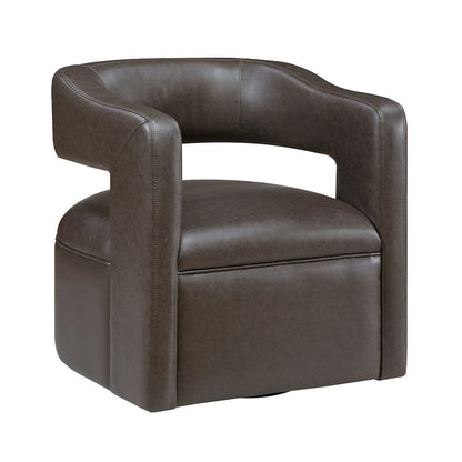 Sawyer Faux Leather Swivel Chair in Dark Coffee
