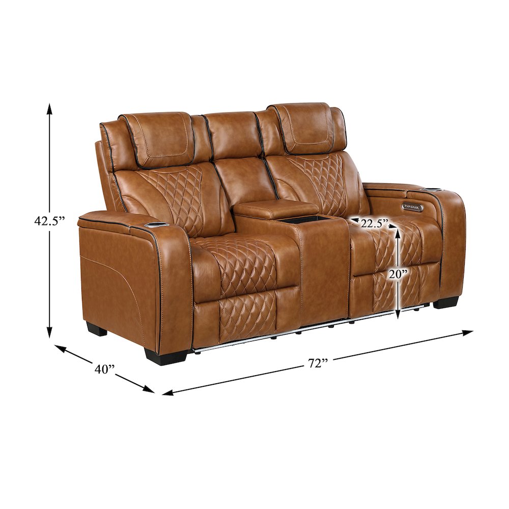 Apex Leather 2pc Set: Sofa, Love in Brown