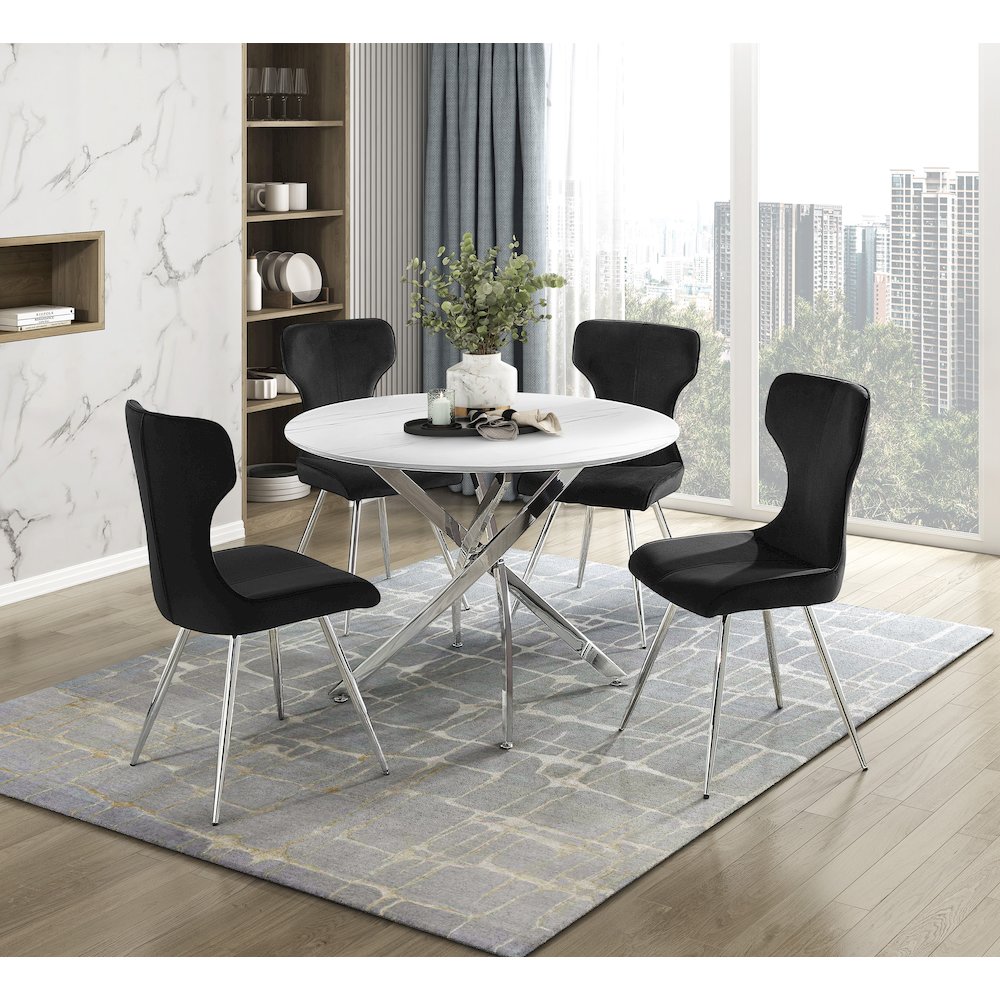 Topeka Velvet Dining Side Chair, Set of 2 in Black