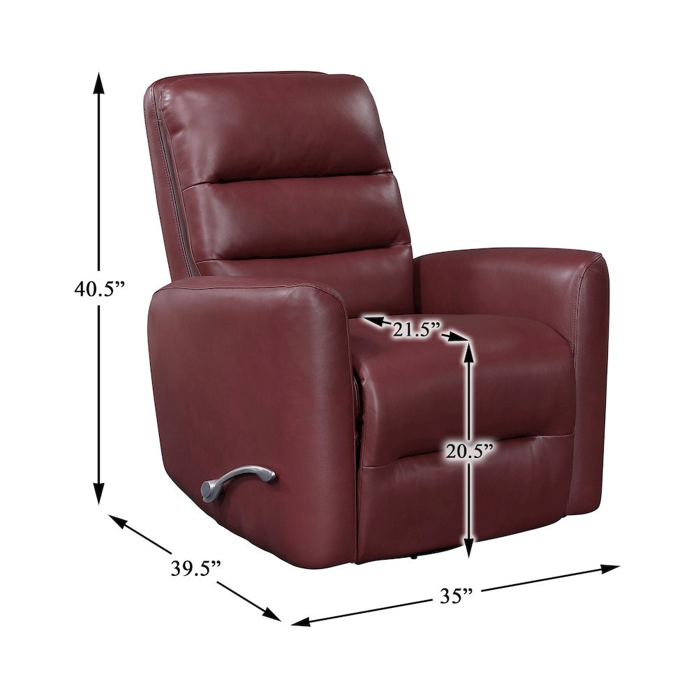 Dimitri Faux Leather Swivel Glider Reclining Chair in Red