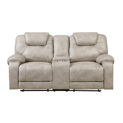 Gainesville Microfiber 2pc Set: Sofa, Love in Pewter