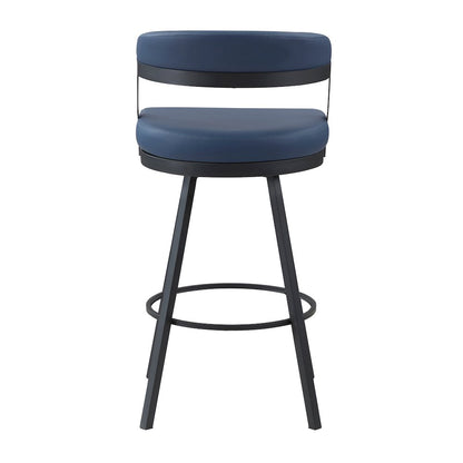 Crowley Faux leather Swivel Pub Height Chair in Blue