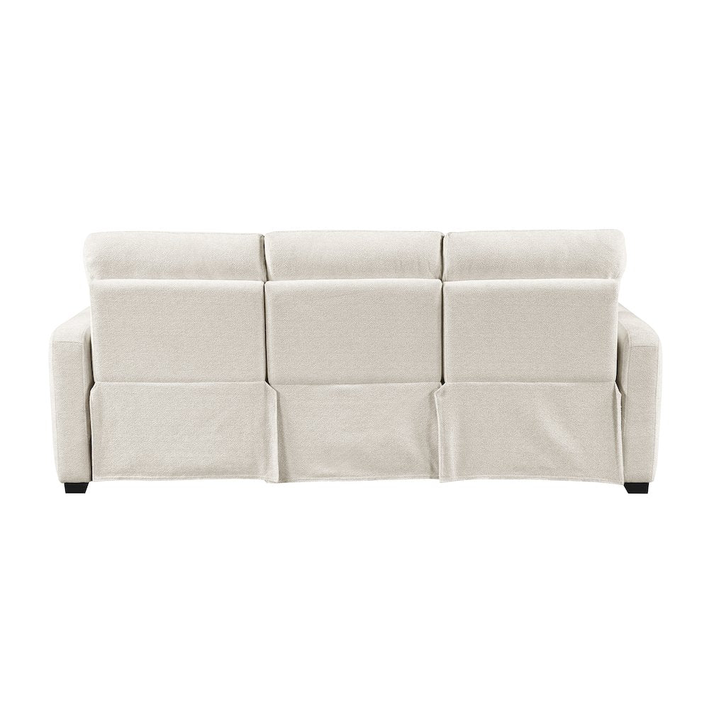 Vera Chenille Pwr Double Reclining Sofa with USB Charging Ports in Beige