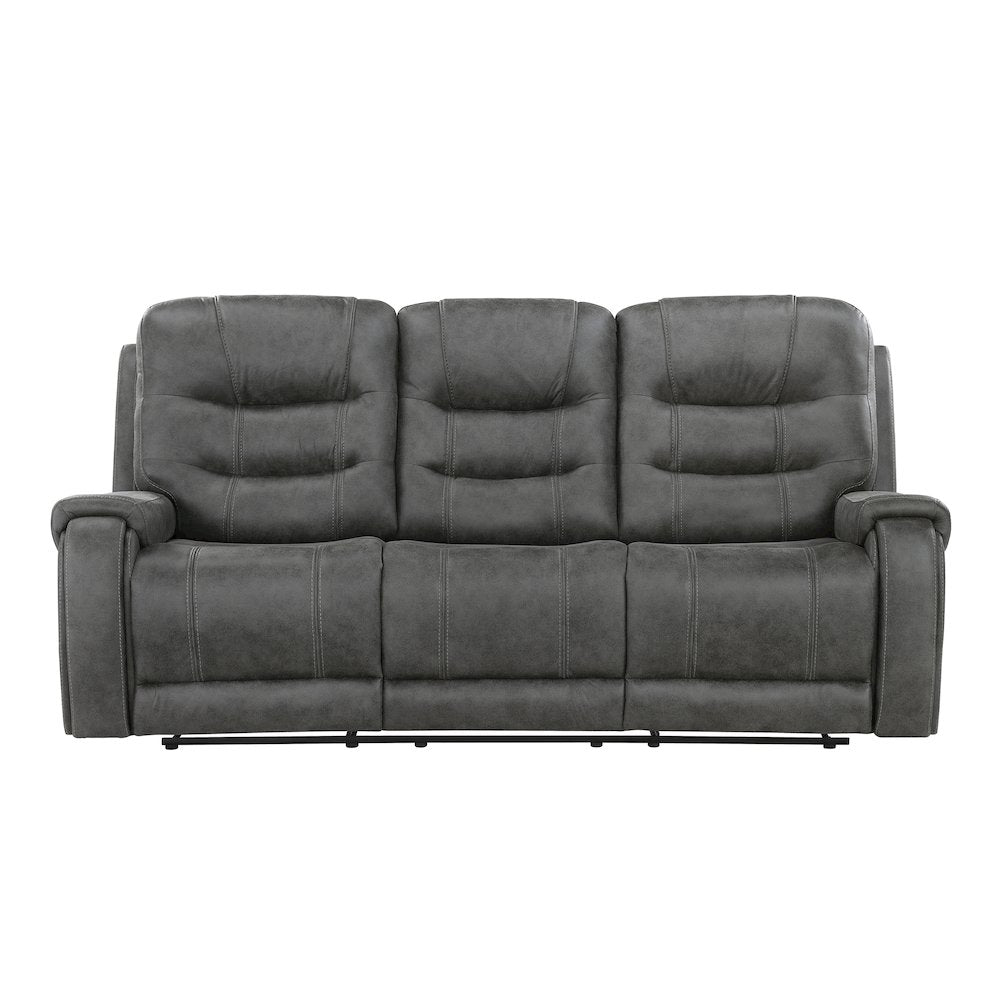 Oberon Microfiber 2pc Set: Sofa, Loveseat in Dark Gray