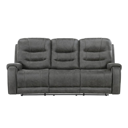 Oberon Microfiber 2pc Set: Sofa, Loveseat in Dark Gray