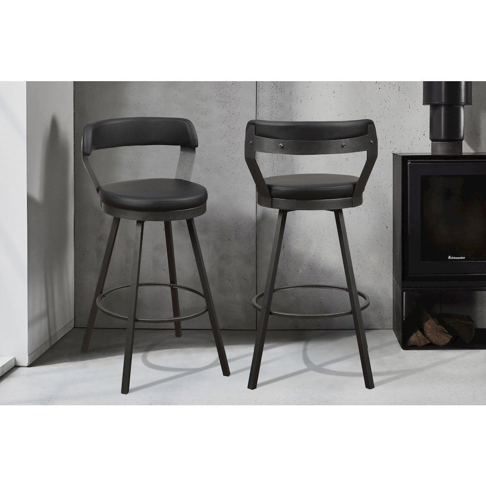 Appert Metal Swivel Pub Height Chair,  set of 2 in Black