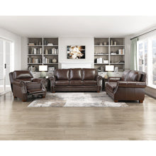 Remington Leather 3pc Set: Sofa, Love, Chair in Brown