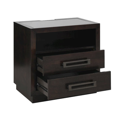 Larchmont Asian Hardwood Nightstand in Charcoal