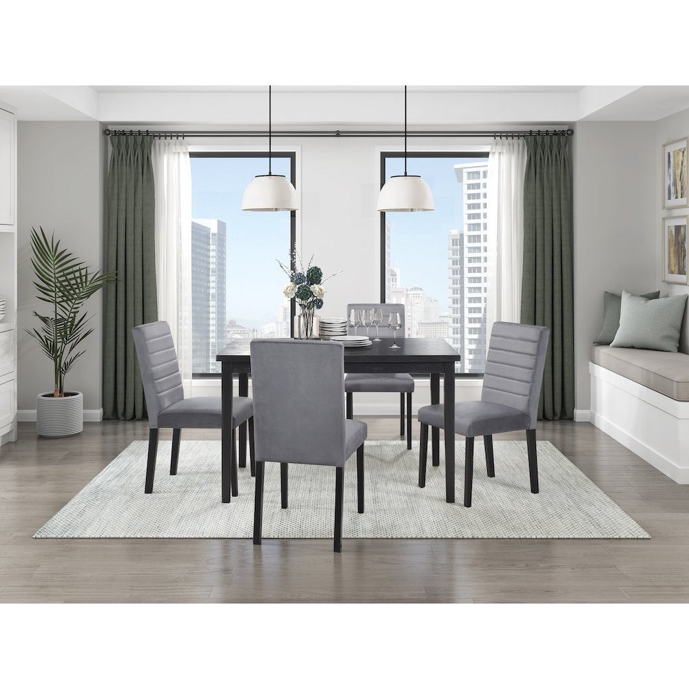 Andreas Asian Hardwood 5-Piece Dining Set in Black