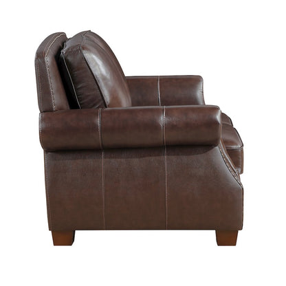 Remington Leather 2pc Set: Sofa, Love in Brown