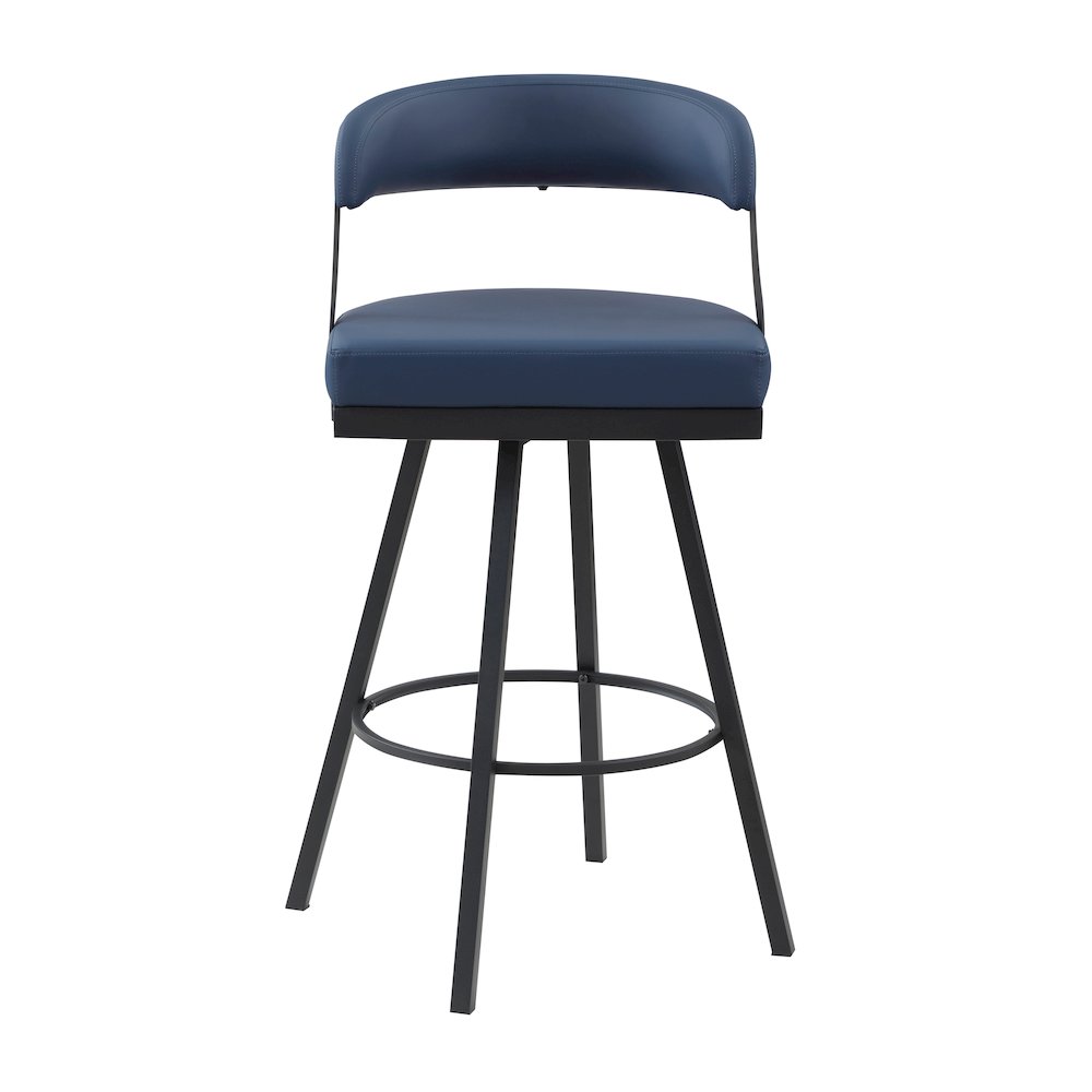 Crowley Faux leather Swivel Pub Height Chair in Blue