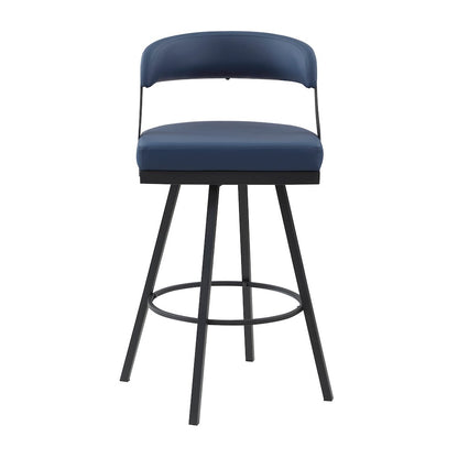 Crowley Faux leather Swivel Pub Height Chair in Blue