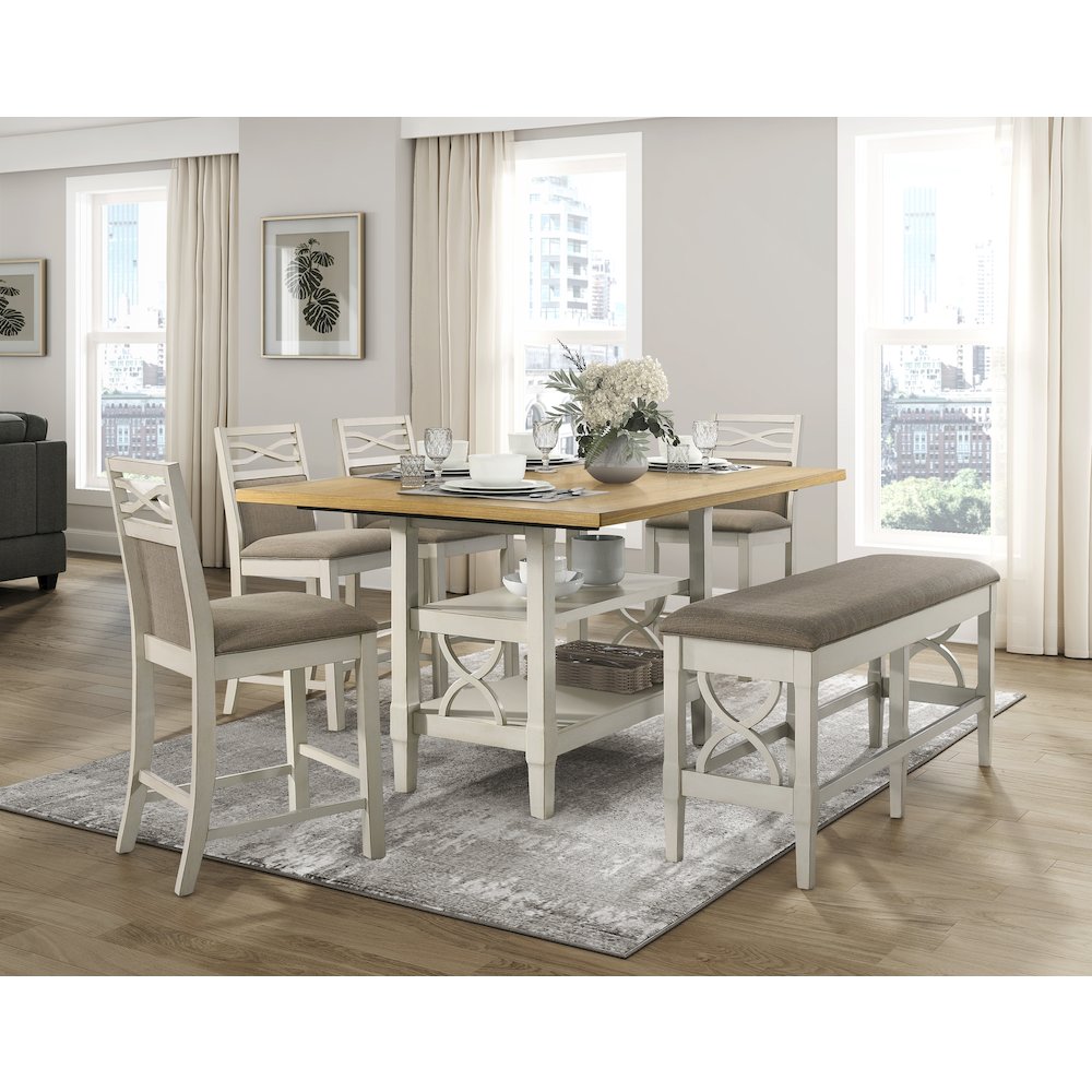 Maribelle Wood Veneer Counter Height Table in Light Oak and Gray
