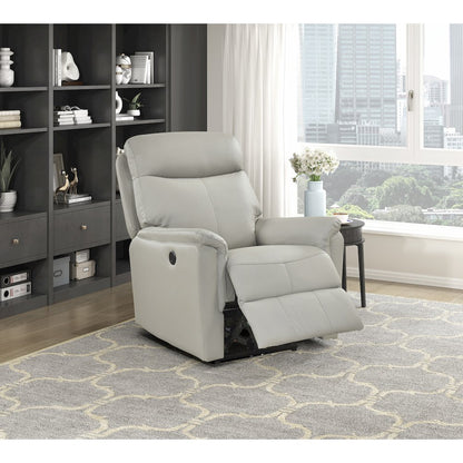 Leif Leather Power Reclining Chair in Light Gray