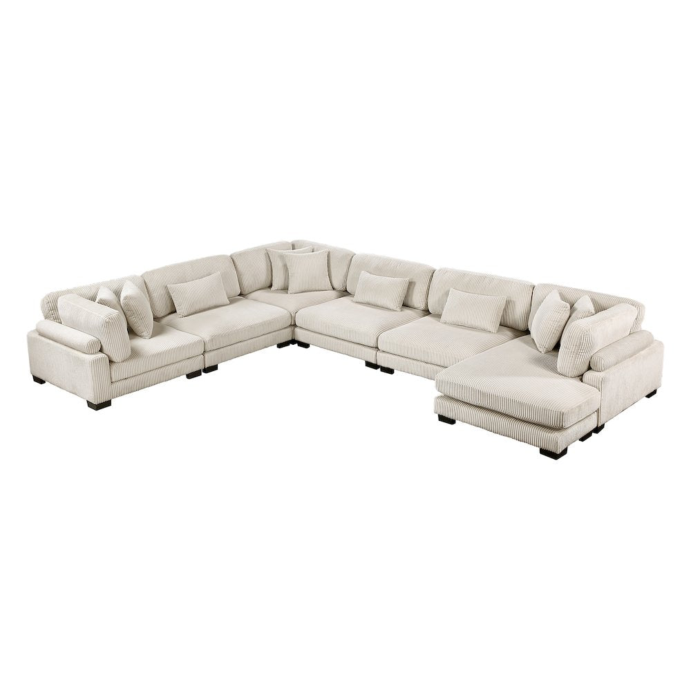 Traverse Corduroy 6-Piece Modular Sectional with chaise in Beige