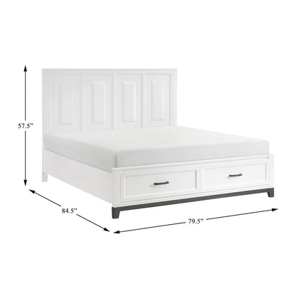 Garretson Acacia EK Pltfm Bed in 2-Tone Finish (White and Metallic Gray)
