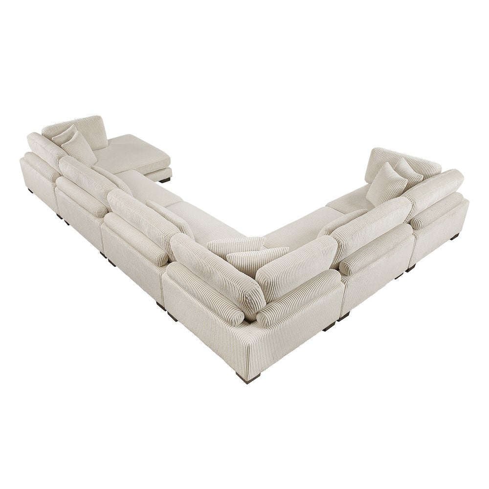Traverse Corduroy 6-Piece Modular Sectional with chaise in Beige