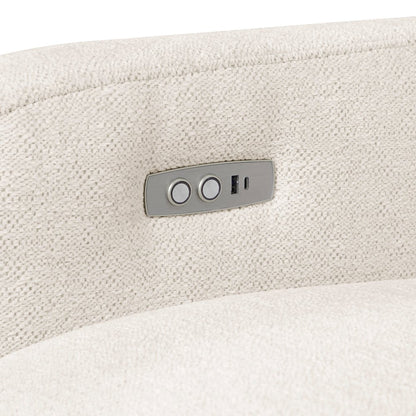Vera Chenille Pwr Double Reclining Sofa with USB Charging Ports in Beige