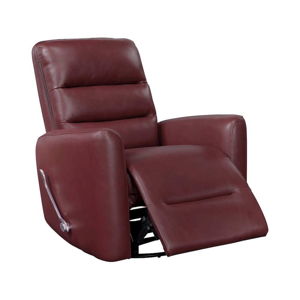 Dimitri Faux Leather Swivel Glider Reclining Chair in Red
