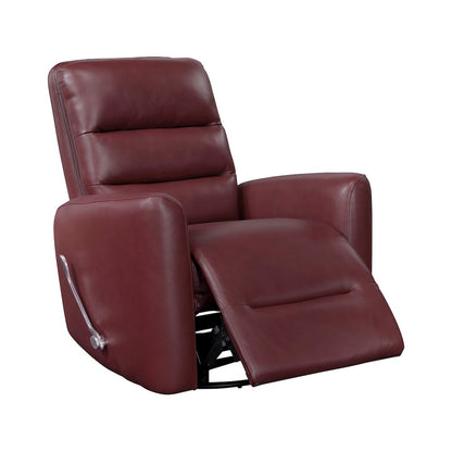 Dimitri Faux Leather Swivel Glider Reclining Chair in Red